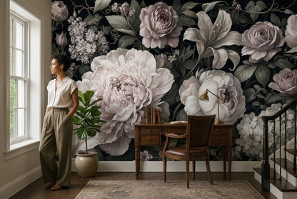 Dark Floral Wallpaper Moody Botanical Romantic Garden Wall Mural