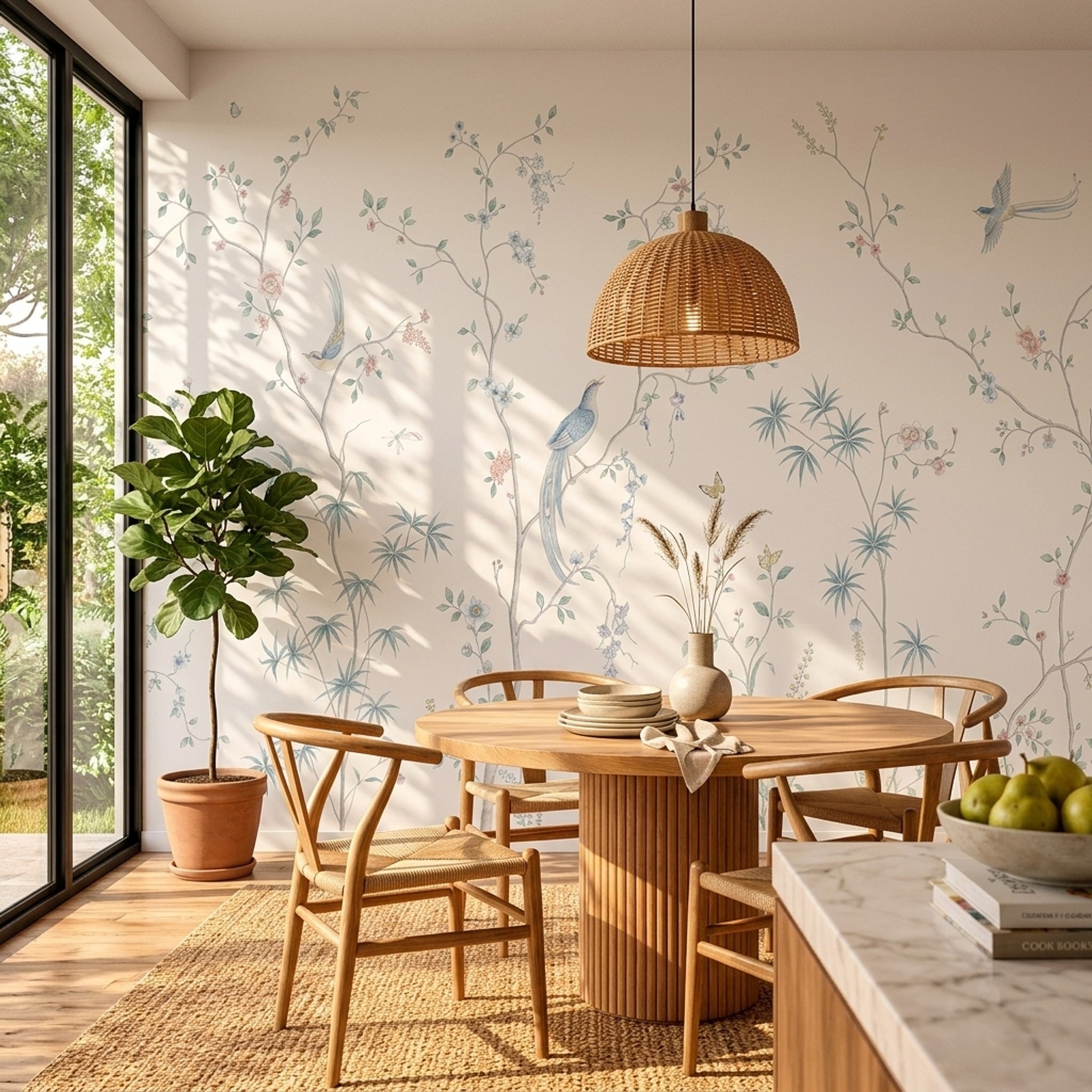 Chinoiserie Wallpaper Floral Birds Removable Wall Decor
