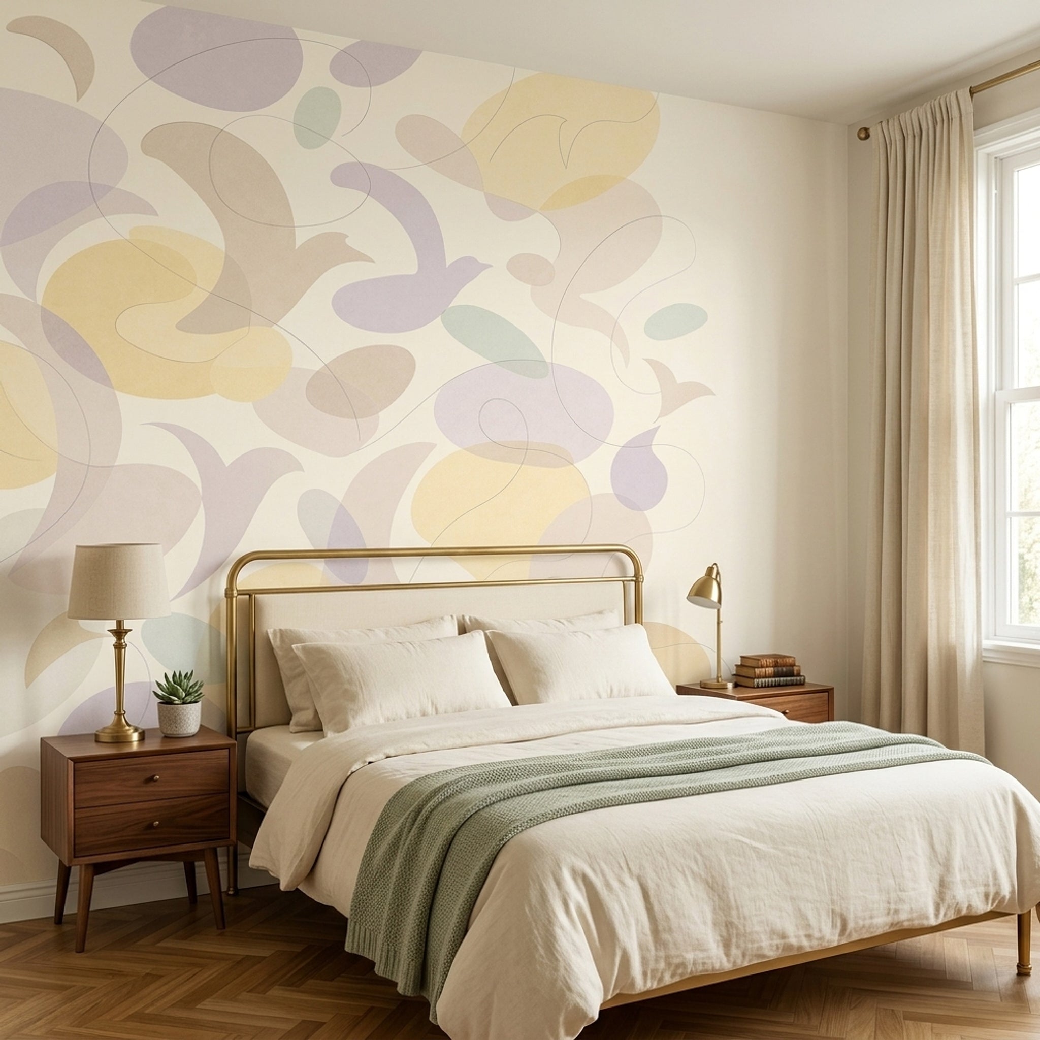 Abstract Wallpaper Cream Background Pastel Wall Mural