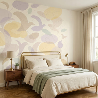 Abstract Wallpaper Cream Background Pastel Wall Mural