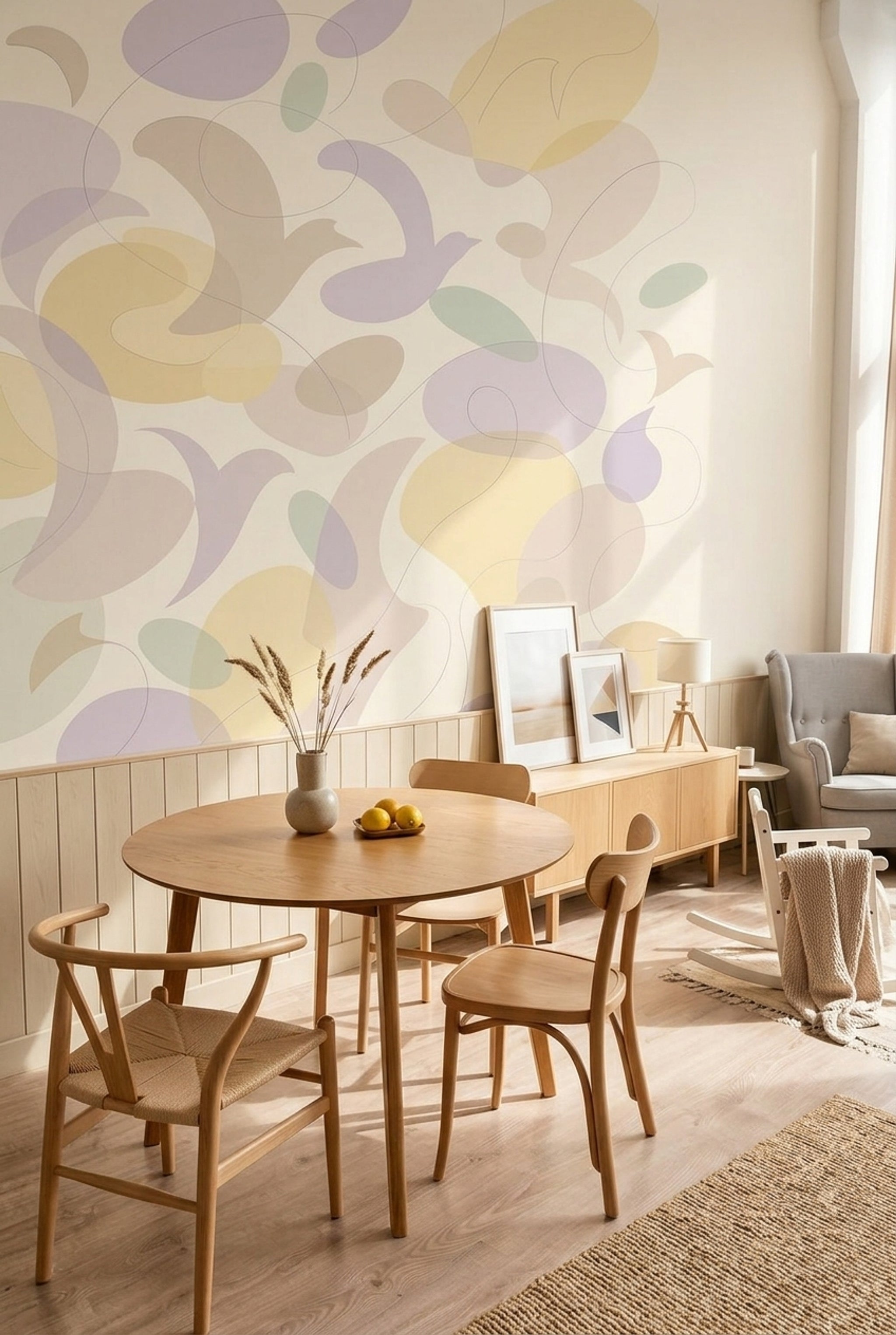 Abstract Wallpaper Cream Background Pastel Wall Mural
