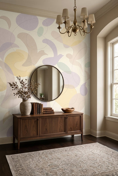 Abstract Wallpaper Cream Background Pastel Wall Mural