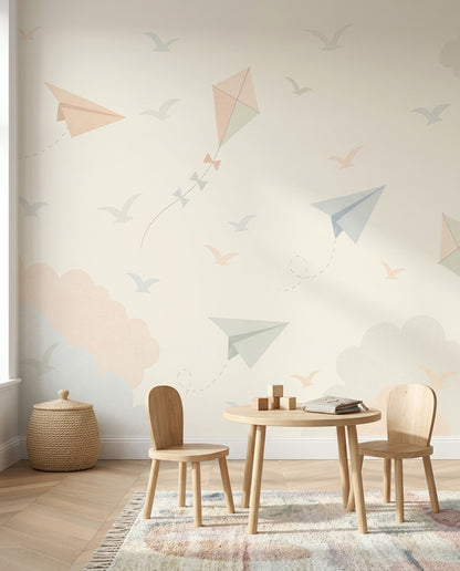 Paper Airplanes Wallpaper Kites Nursery Removable Wall Decor