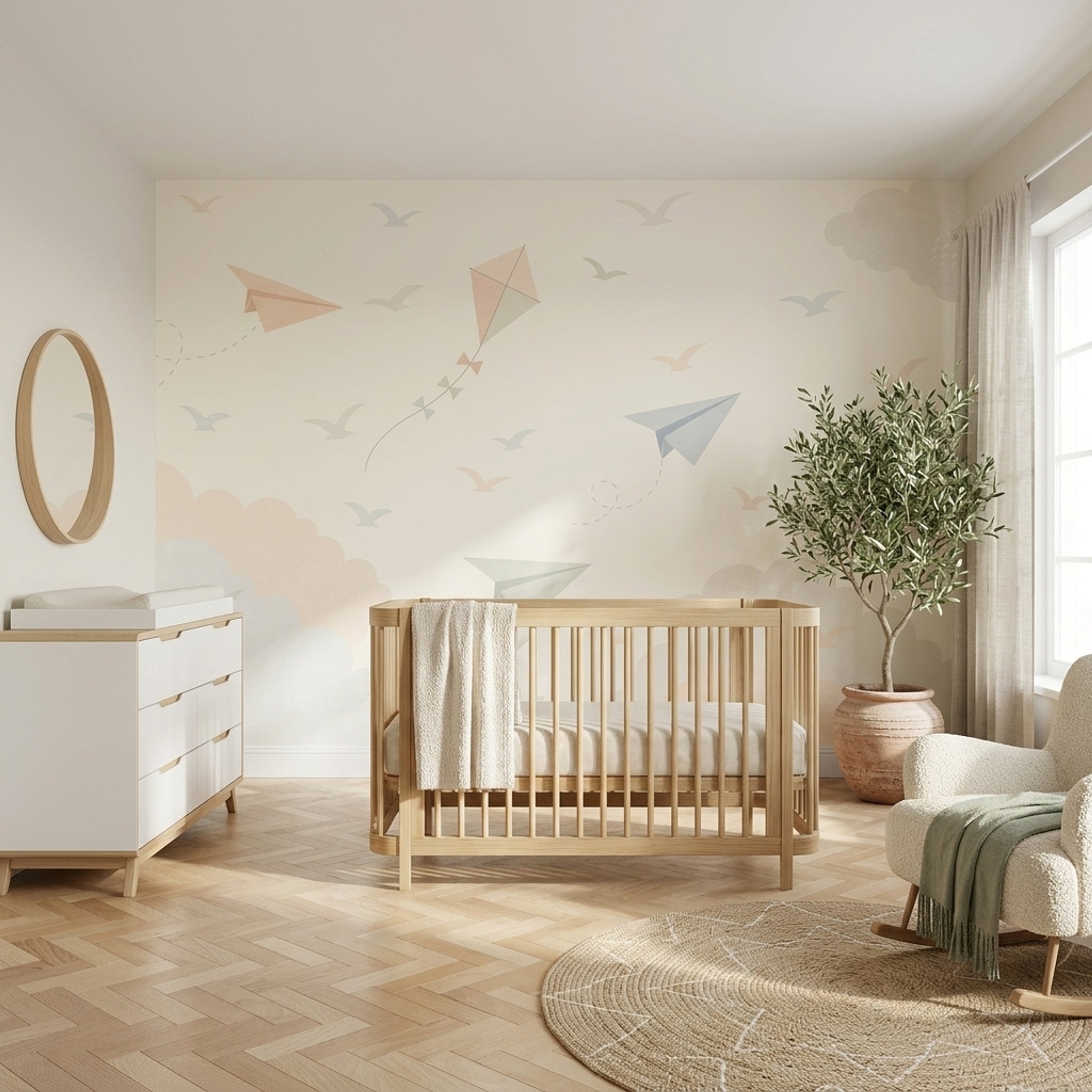 Paper Airplanes Wallpaper Kites Nursery Removable Wall Decor