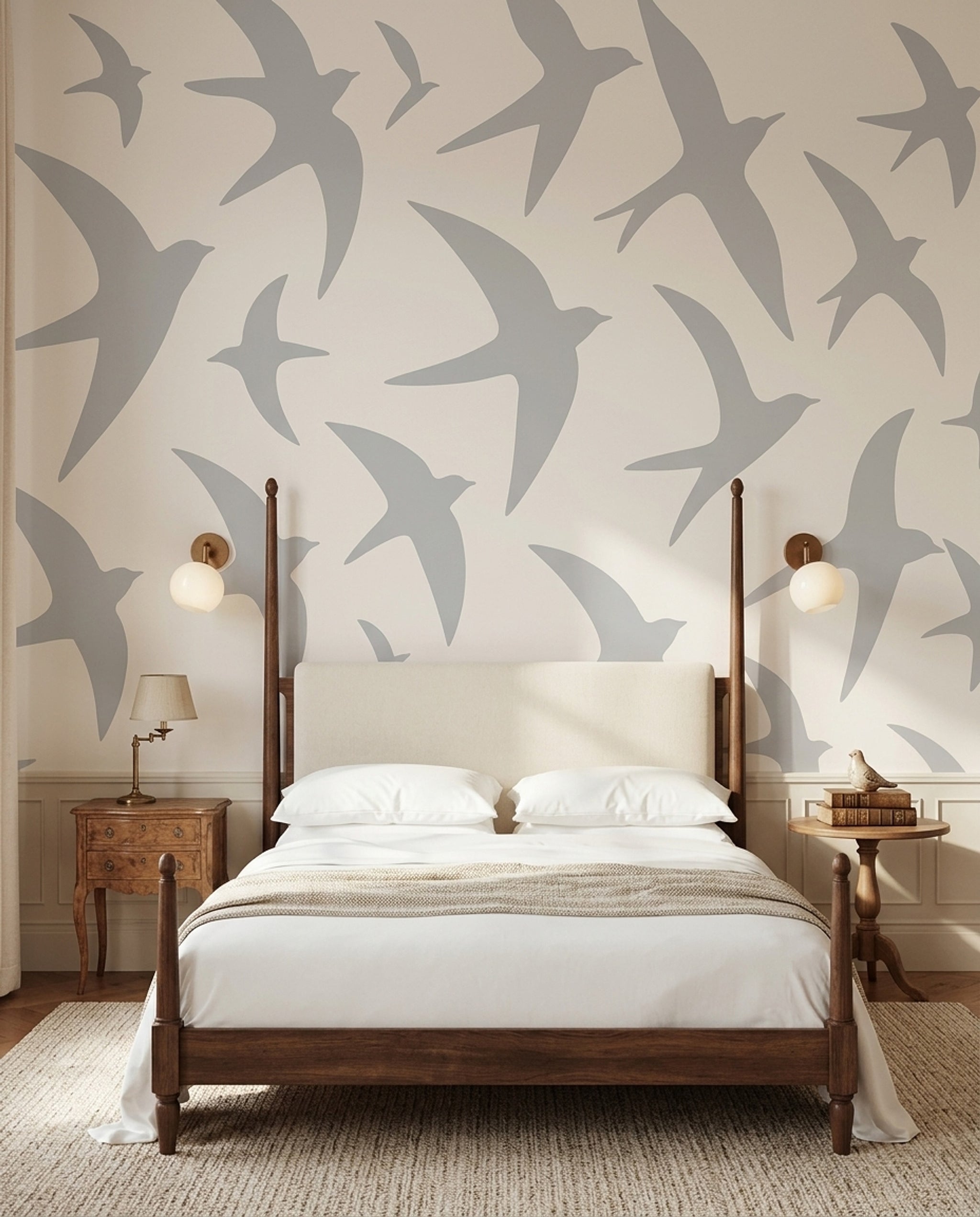 Bird Silhouettes Wallpaper Swallows Removable Flying Birds Wall Decor