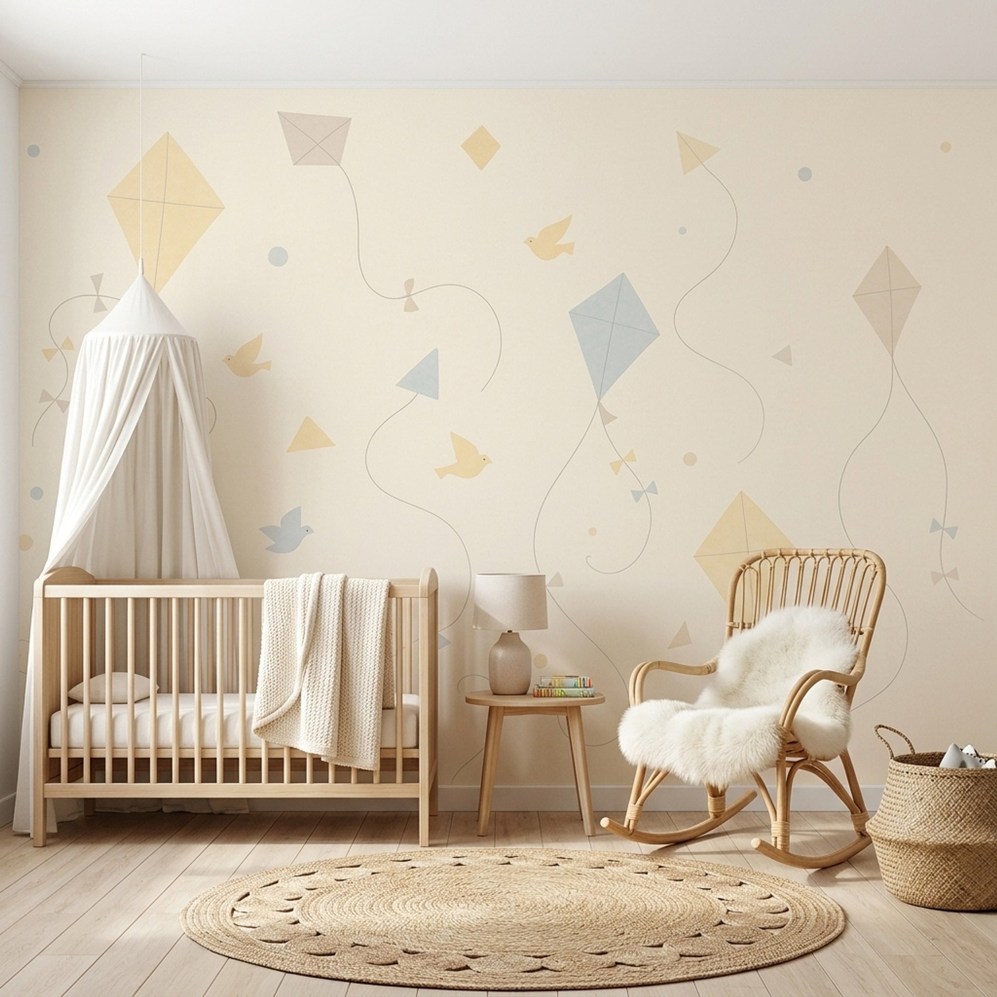 Kites Wallpaper Pastel Cream Background Wall Mural