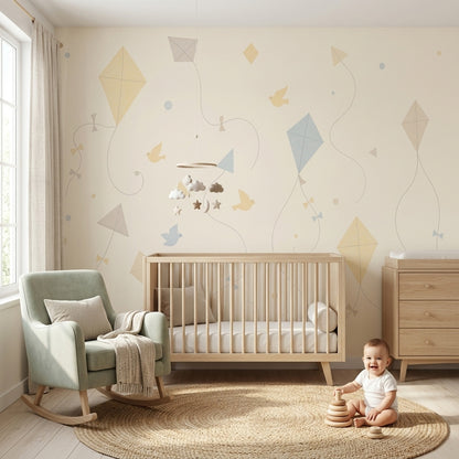 Kites Wallpaper Pastel Cream Background Wall Mural