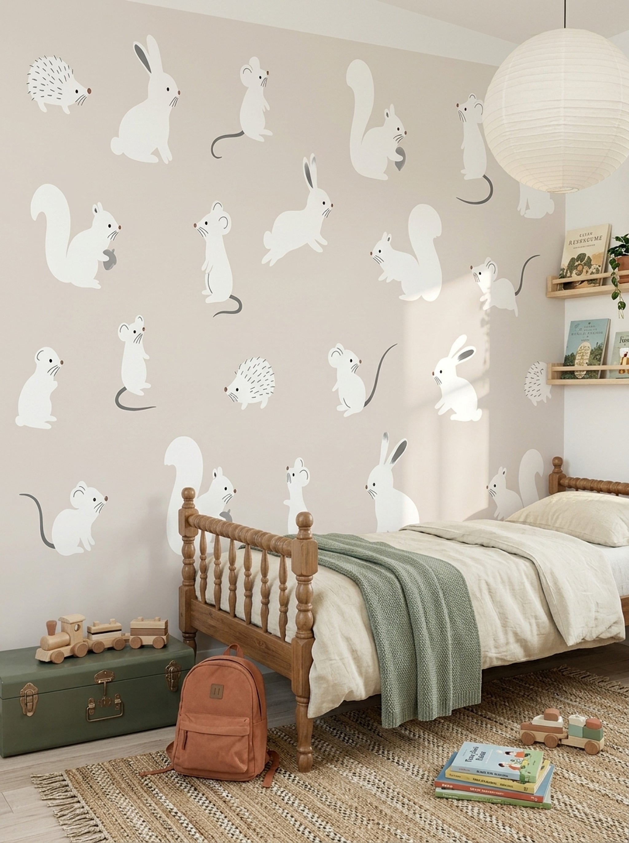Woodland Animals Wallpaper Rabbits Nursery Wallpaper Removable Wall Decor