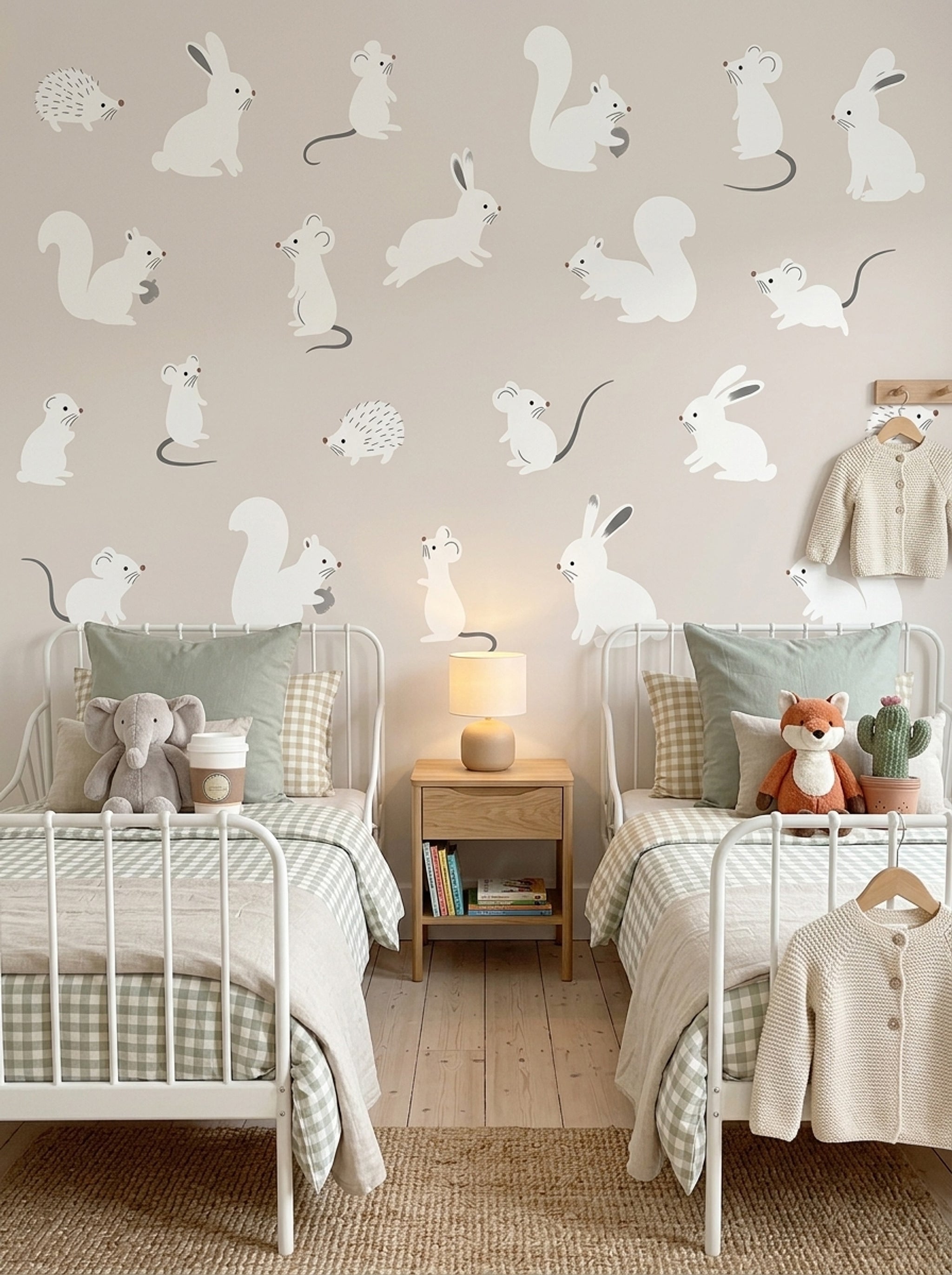 Woodland Animals Wallpaper Rabbits Nursery Wallpaper Removable Wall Decor