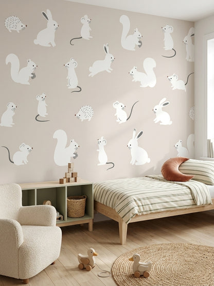 Woodland Animals Wallpaper Rabbits Nursery Wallpaper Removable Wall Decor