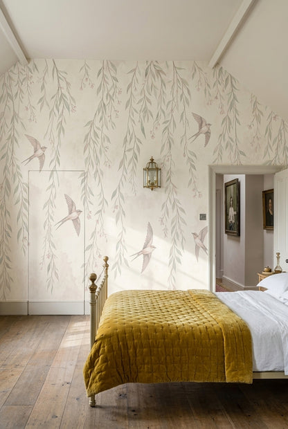 Watercolor Wallpaper Botanical Birds Wall Mural