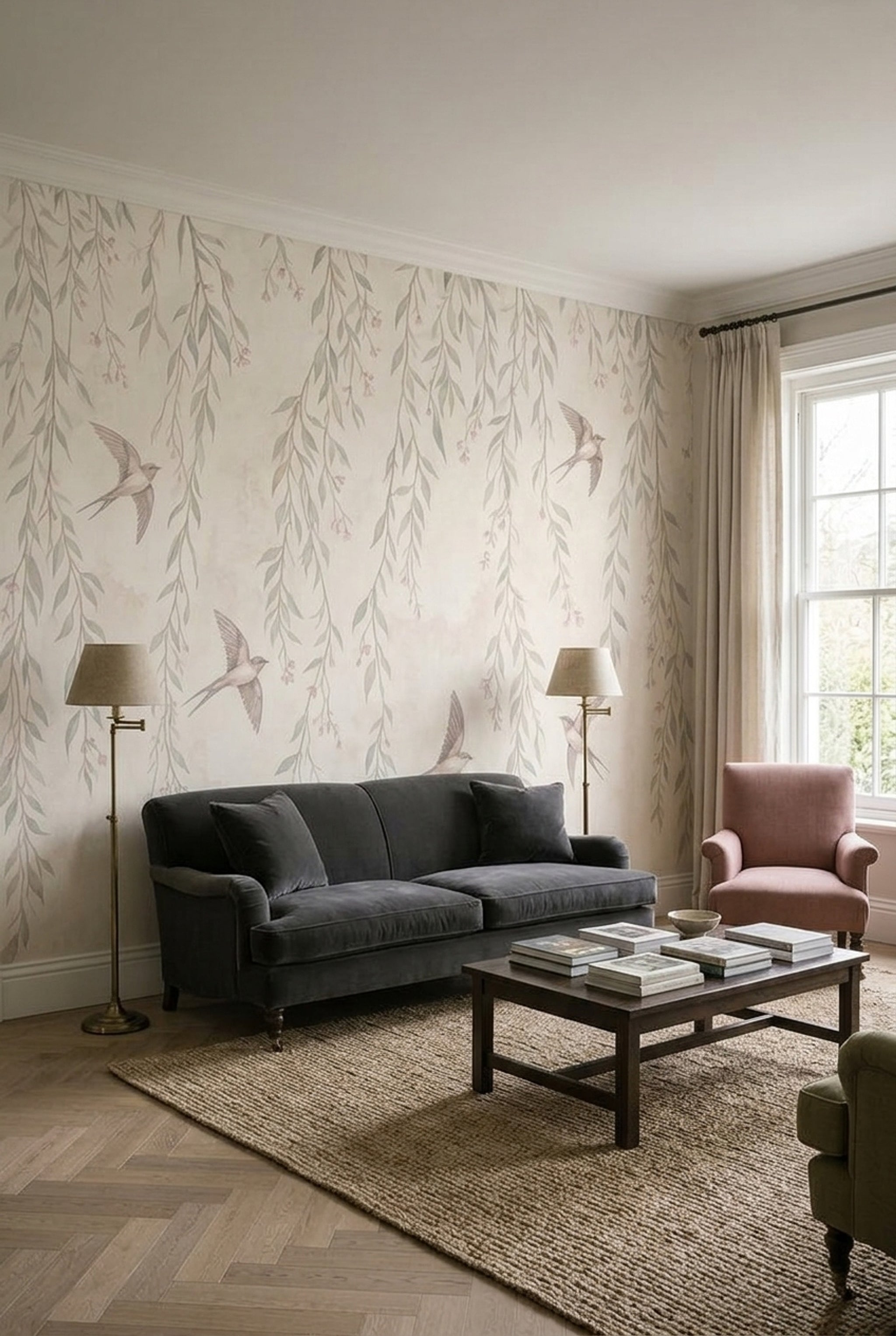 Watercolor Wallpaper Botanical Birds Wall Mural