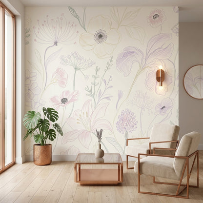 White Background Wallpaper Muted Green Removable Wall Decor