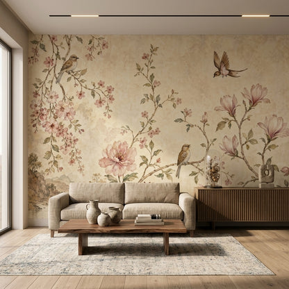 Scenic Landscape Wallpaper Muted Green Removable Wall Decor