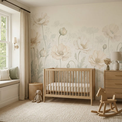 Poppy Flowers Wallpaper Floral Wallpaper Watercolor Flowers Wall Mural