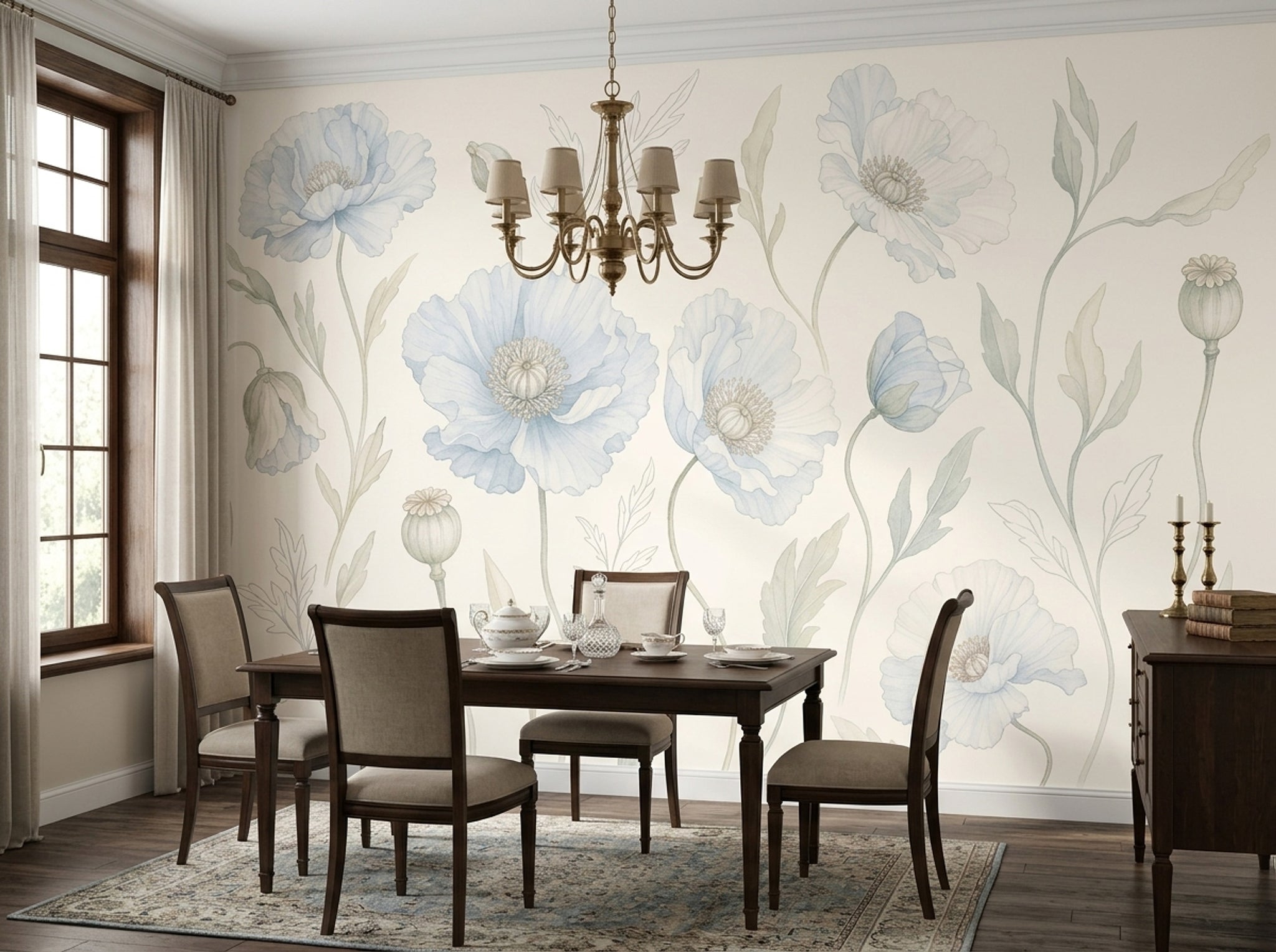 Poppies Wallpaper Botanical Floral Wall Mural
