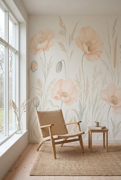 Meadow Flowers Wallpaper Wildflower Removable Botanical Wall Decor