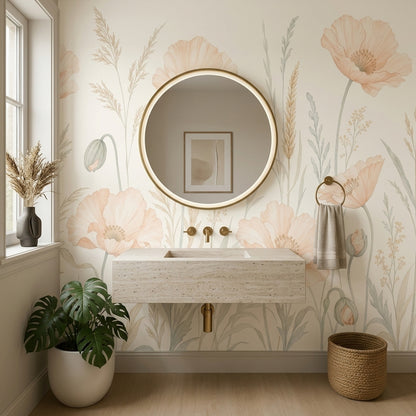 Meadow Flowers Wallpaper Wildflower Removable Botanical Wall Decor