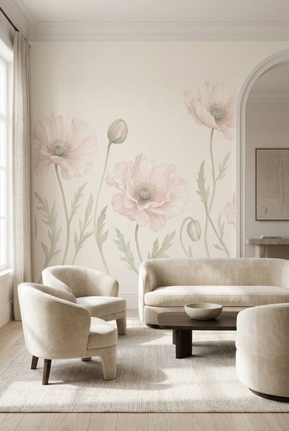 Poppies Wallpaper Floral Botanical Wall Mural