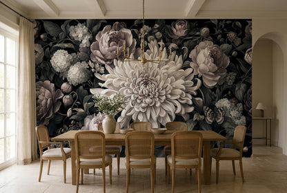 Dark Floral Wallpaper Moody Botanical Removable Wall Decor
