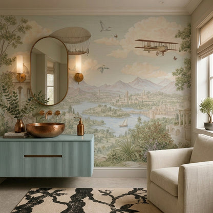 Vintage Landscape Wallpaper Mughal Palace Scenic Toile Wall Mural
