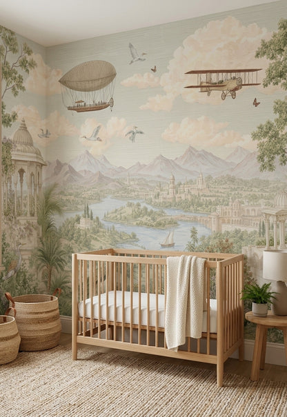 Vintage Landscape Wallpaper Mughal Palace Scenic Toile Wall Mural