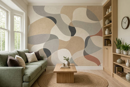 Mid Century Modern Wallpaper Organic Shapes Removable Wall Decor