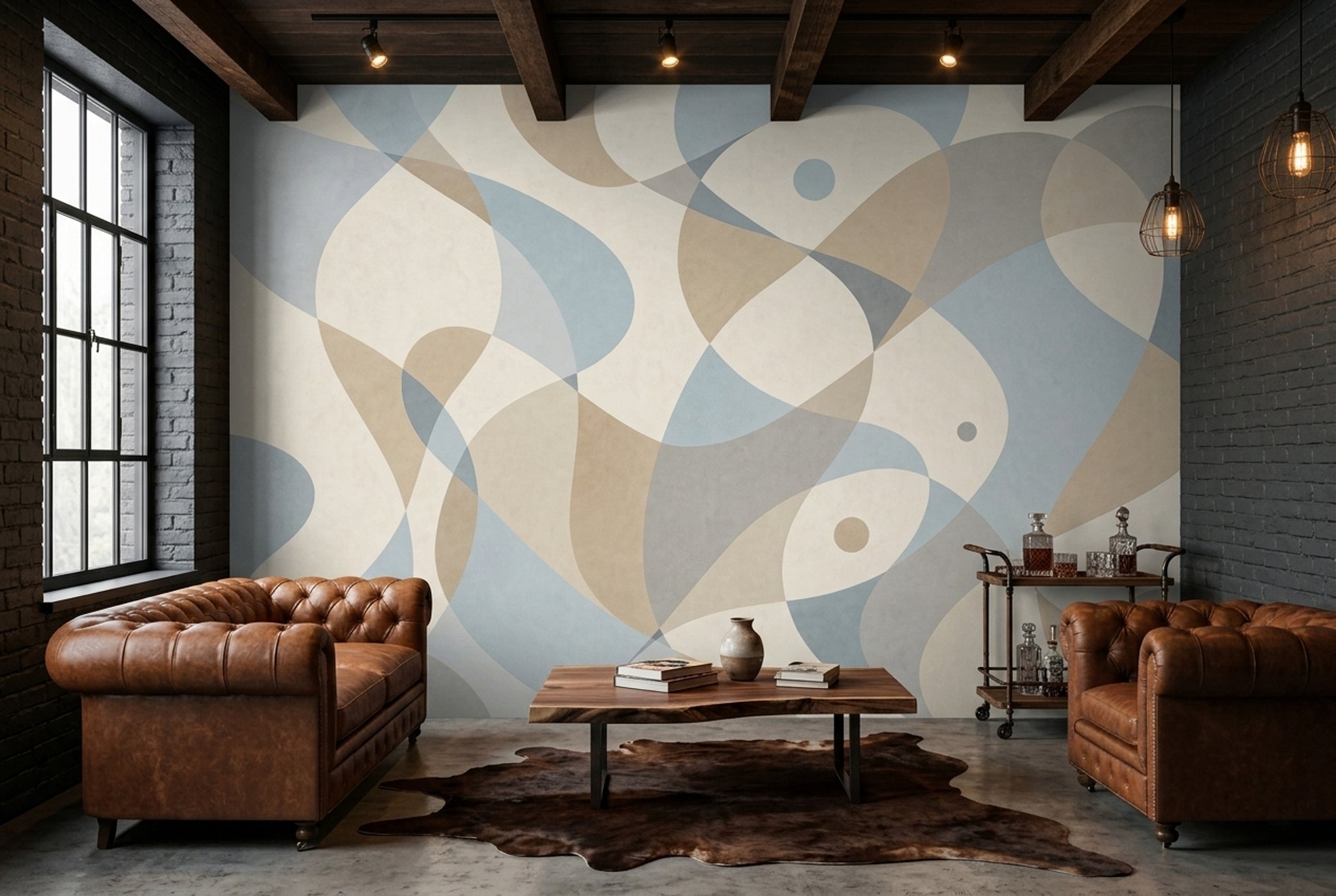 Abstract Wallpaper Geometric Organic Shapes Wall Mural