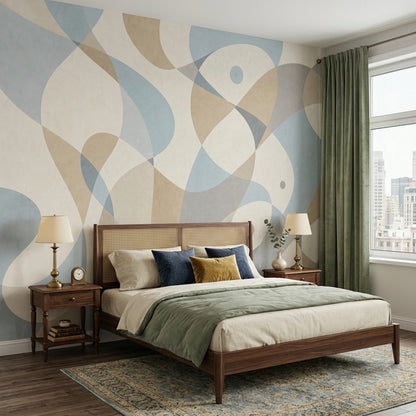 Abstract Wallpaper Geometric Organic Shapes Wall Mural