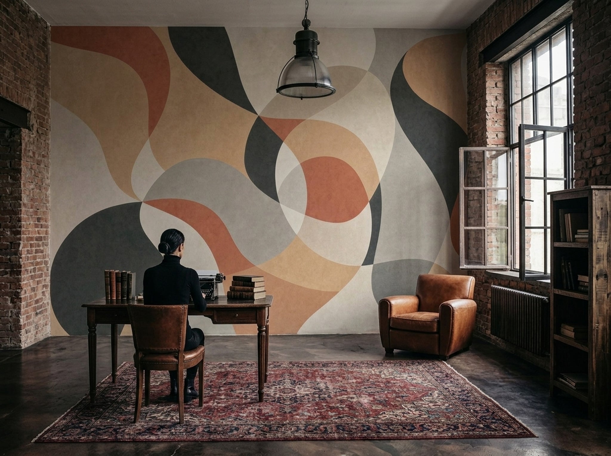 Mid Century Modern Wallpaper Retro Geometric Removable Wall Decor
