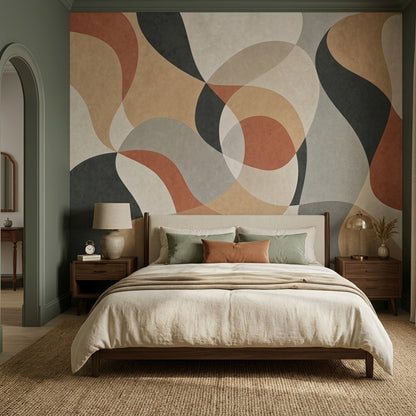 Mid Century Modern Wallpaper Retro Geometric Removable Wall Decor