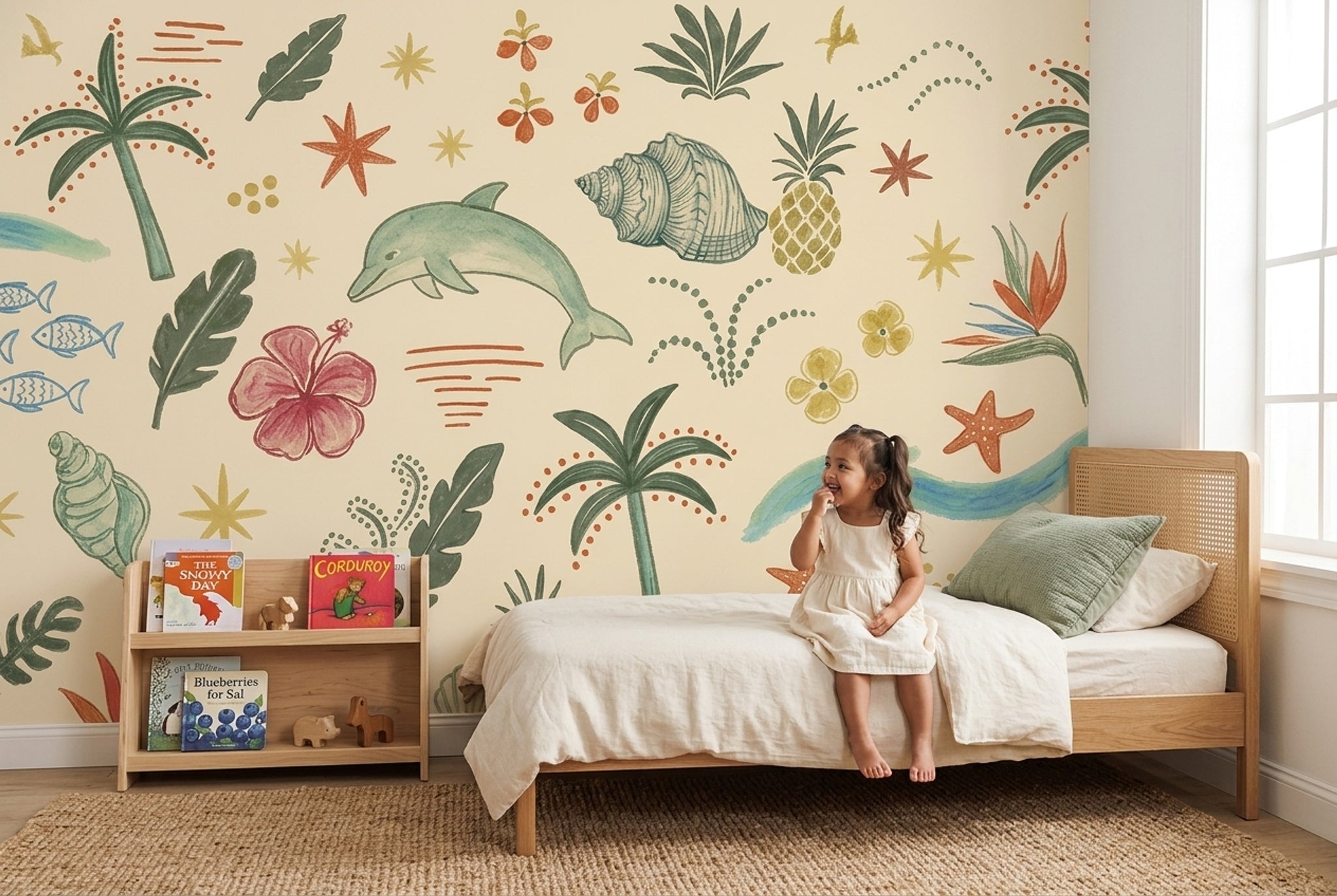 Tropical Wallpaper Coastal Watercolor Wall Mural