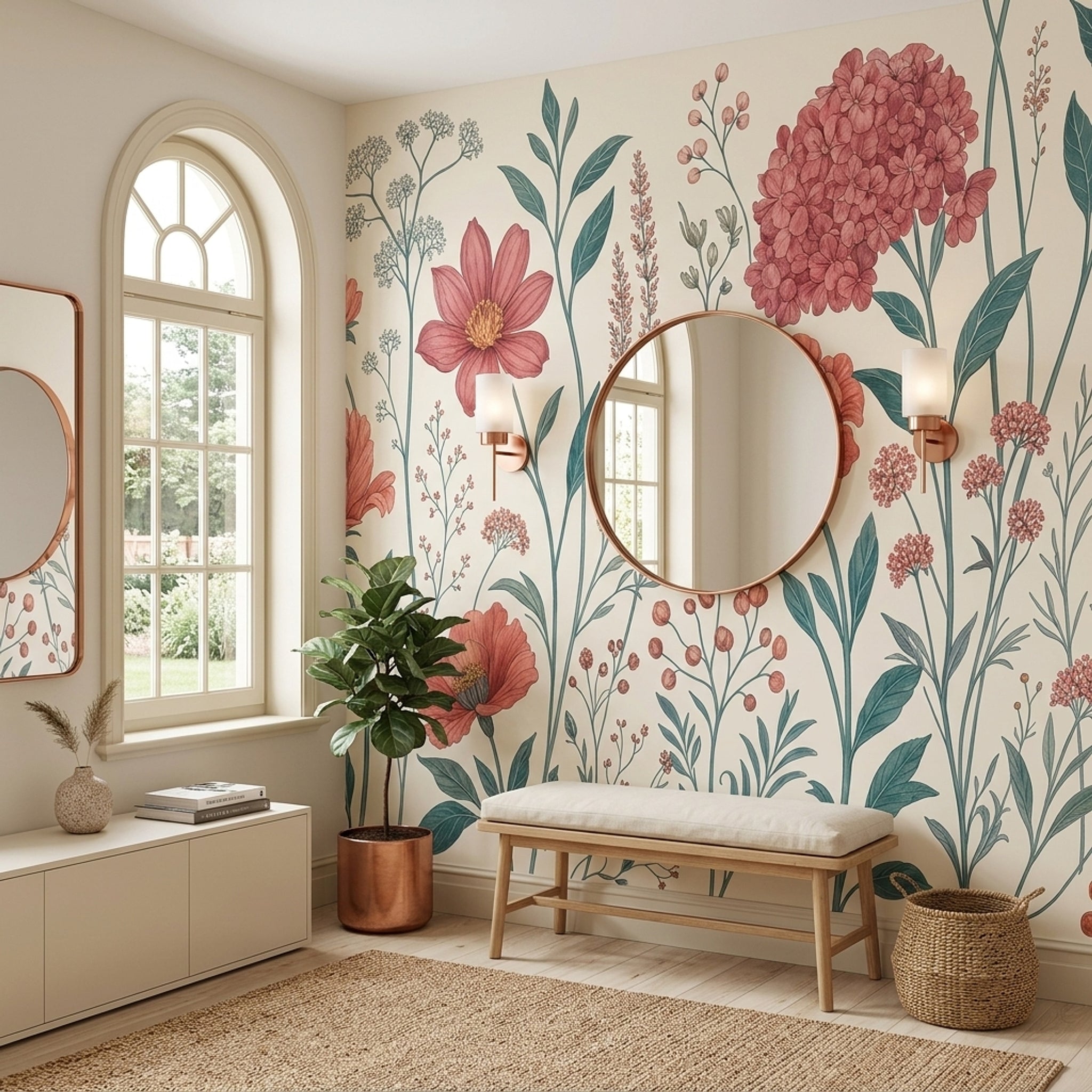 Botanical Wallpaper Wildflowers Vintage Wall Mural