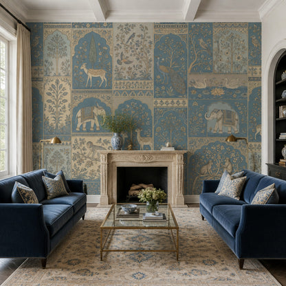 Indian Inspired Wallpaper Mughal Garden Toile Removable Wall Decor