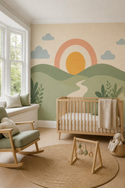 Orange Rainbow Wallpaper Pastel Rainbow Rainbow Removable Wall Decor