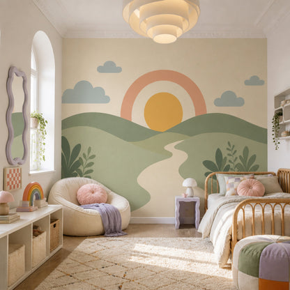 Orange Rainbow Wallpaper Pastel Rainbow Rainbow Removable Wall Decor