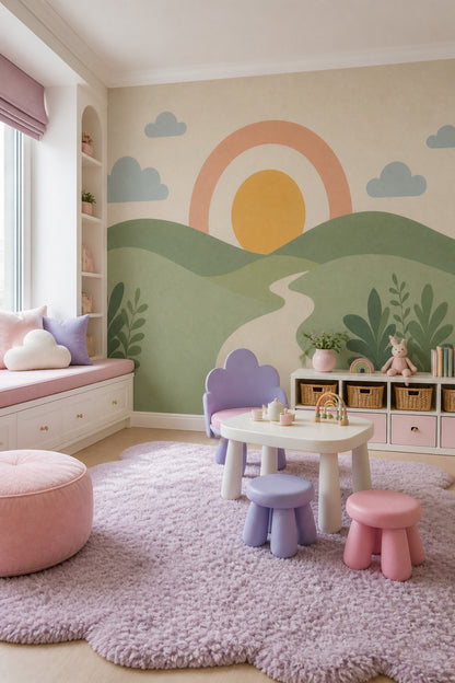 Orange Rainbow Wallpaper Pastel Rainbow Rainbow Removable Wall Decor