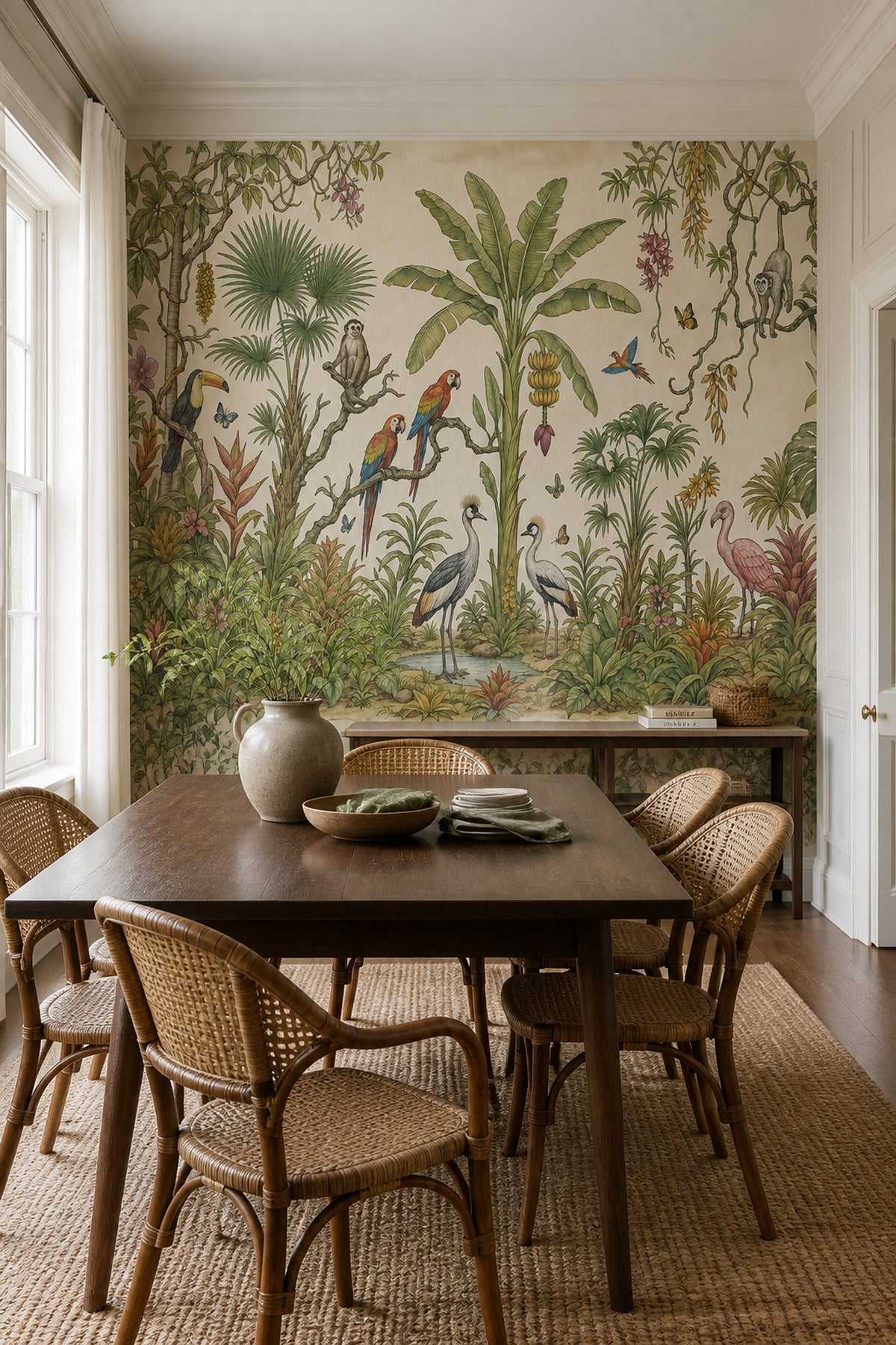 Tropical Jungle Wallpaper Botanical Exotic Birds Removable Wall Decor