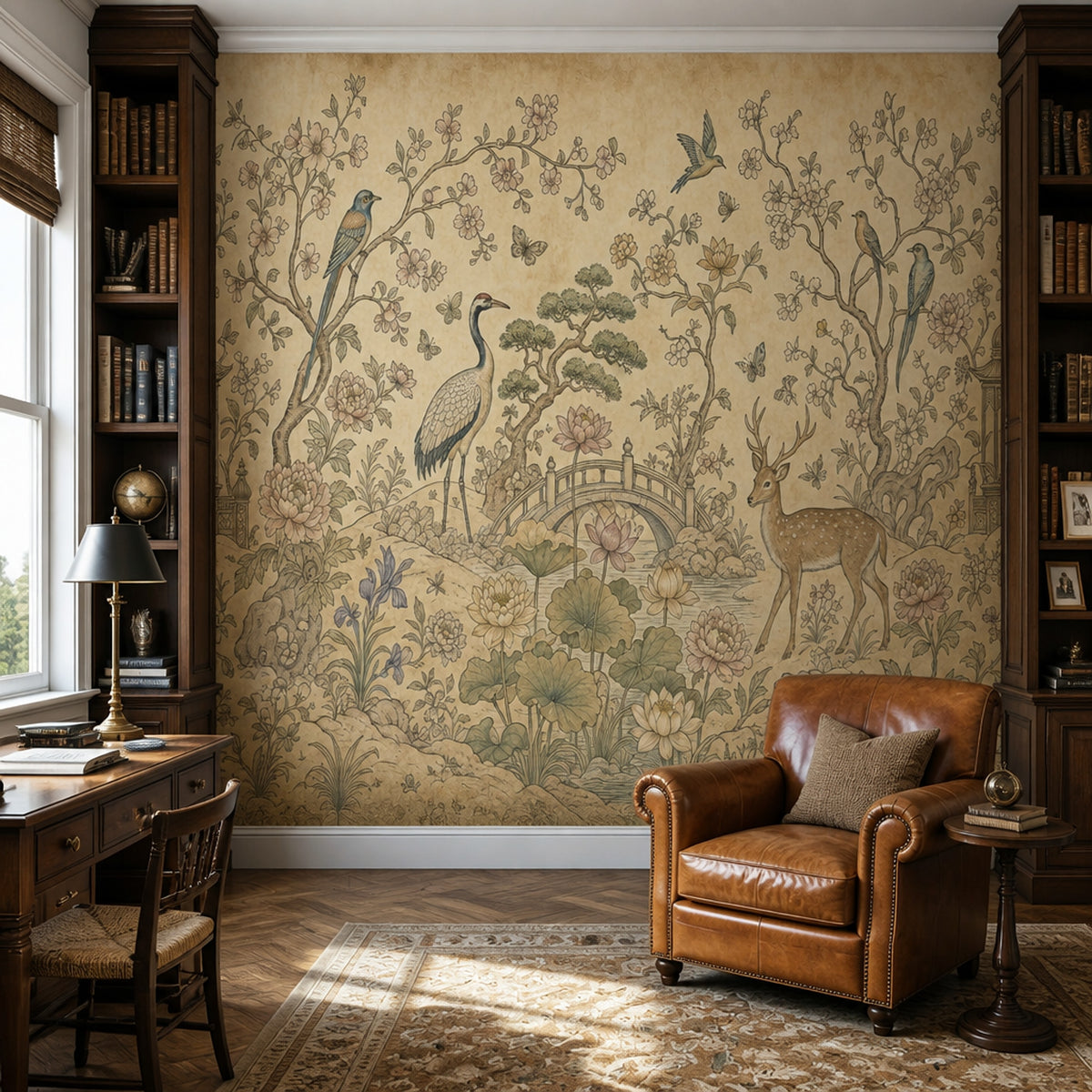 Chinoiserie Wallpaper Toile Floral Wall Mural