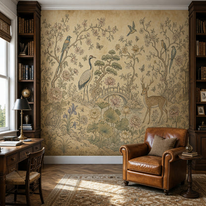 Chinoiserie Wallpaper Toile Floral Wall Mural
