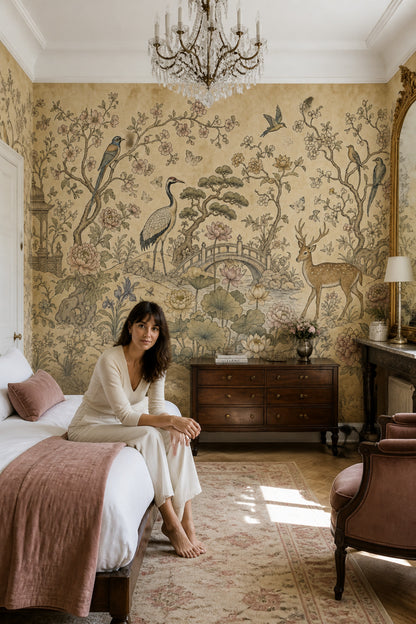 Chinoiserie Wallpaper Toile Floral Wall Mural