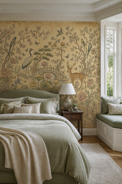 Chinoiserie Wallpaper Toile Floral Wall Mural