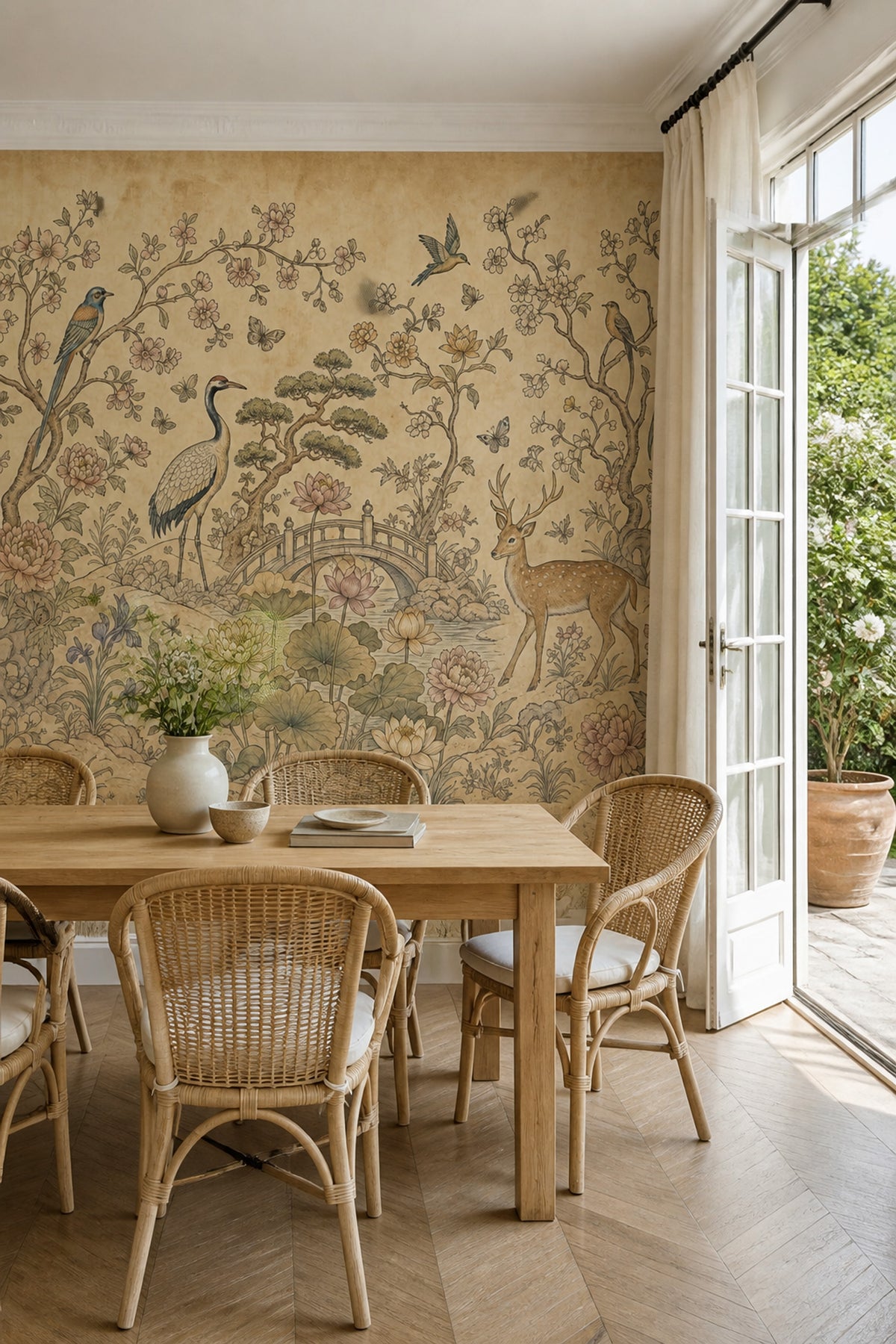 Chinoiserie Wallpaper Toile Floral Wall Mural