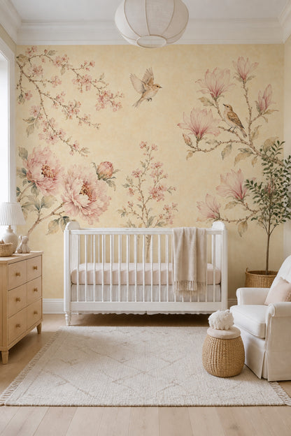 Chinoiserie Wallpaper Floral Birds Removable Wall Decor