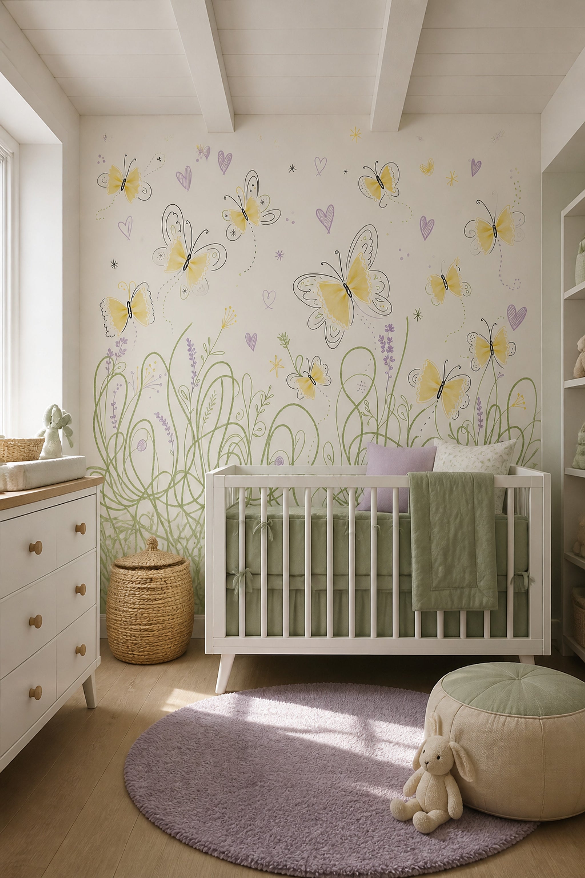 White Background Wallpaper Pastel Removable Doodle Wall Decor