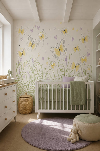 White Background Wallpaper Pastel Removable Doodle Wall Decor