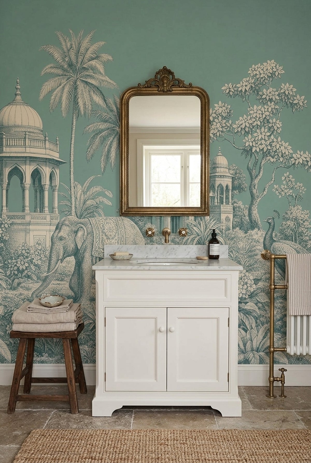 Scenic Landscape Wallpaper Tropical Pavilion Removable Elephant Wall Decor