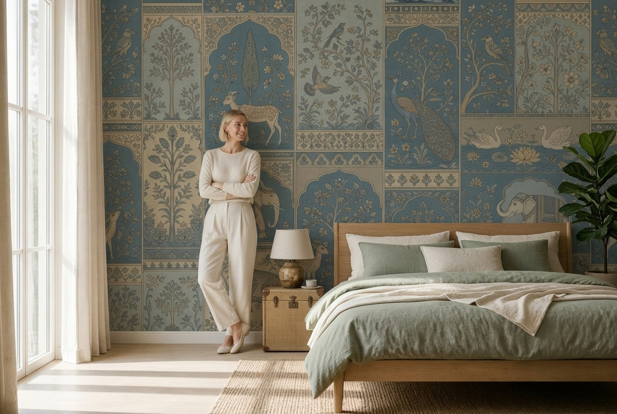 Indian Inspired Wallpaper Mughal Garden Toile Removable Wall Decor