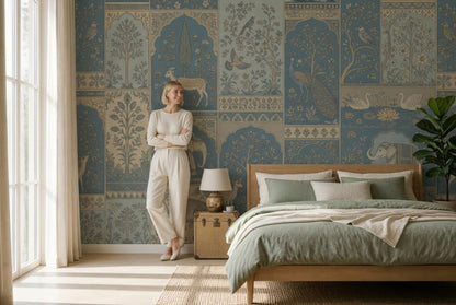 Indian Inspired Wallpaper Mughal Garden Toile Removable Wall Decor