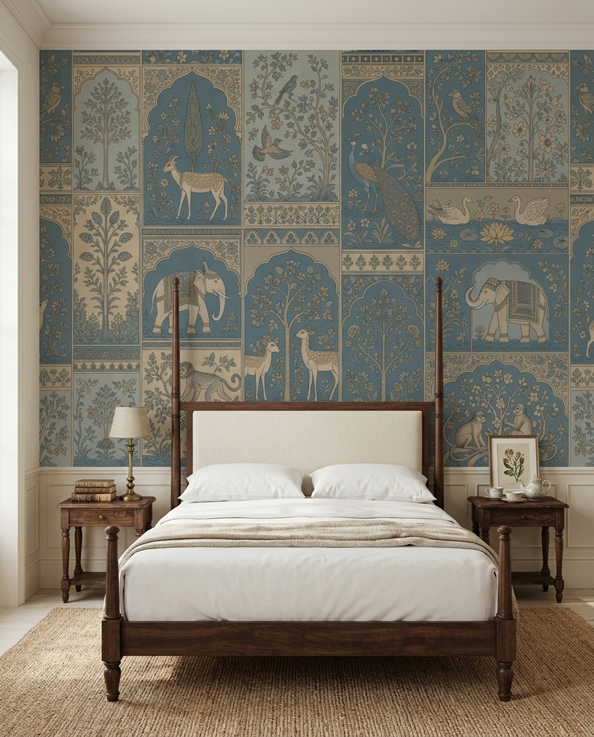 Indian Inspired Wallpaper Mughal Garden Toile Removable Wall Decor
